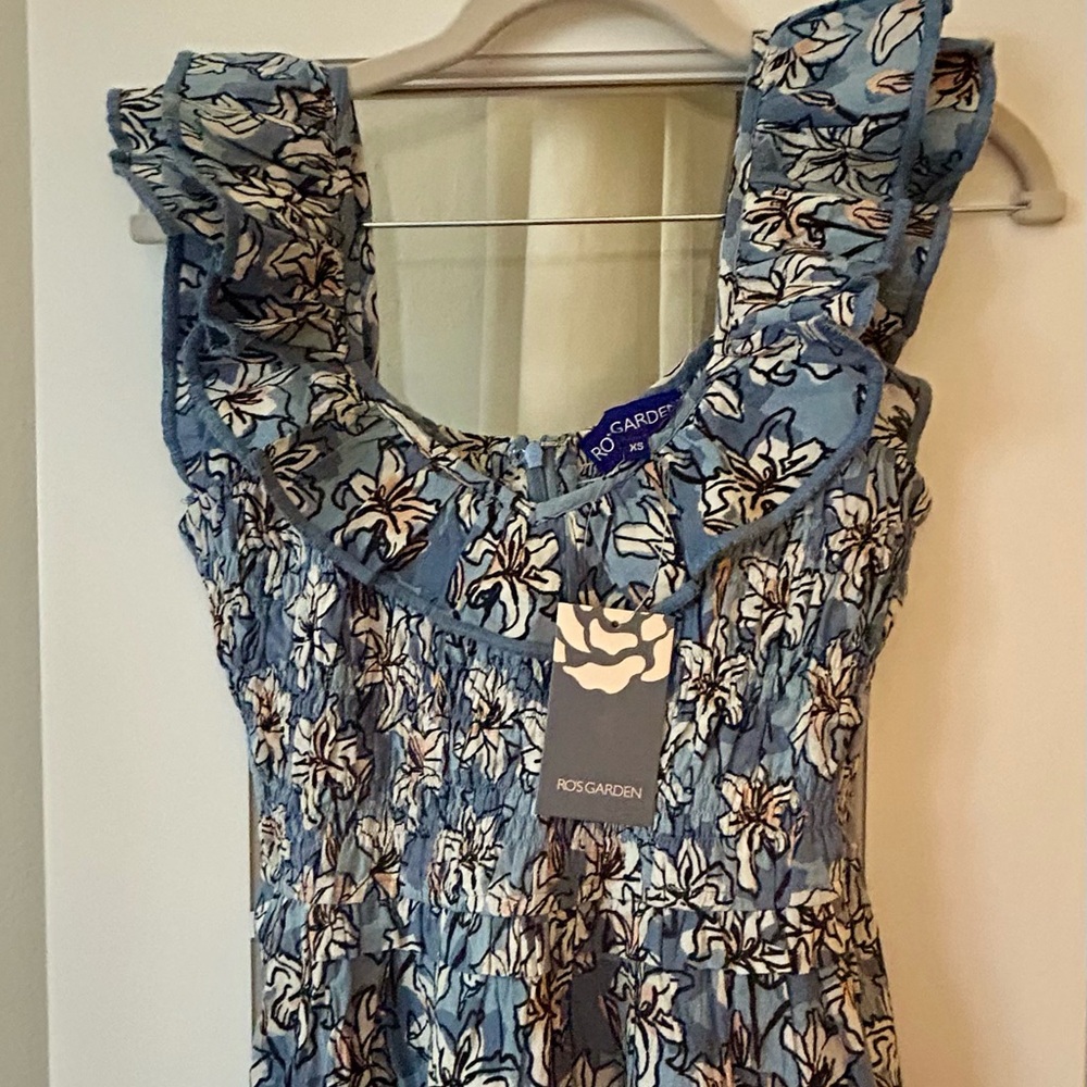 Tuckernuck Ro’s Garden Tuscany Midi Dress Olga Blue XS NWT! - Picture 10 of 14